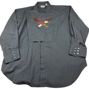 Ely Diamond Western Shirt XXL Black Eagle Embroidery